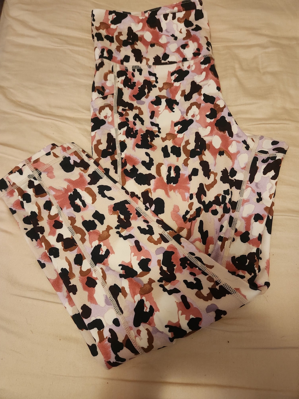 High-Waist Women's Printed Leggings in Pink Multi